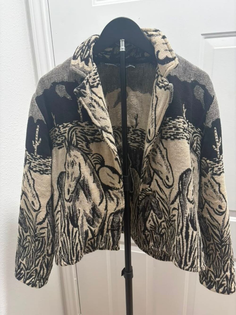 New Identity Horses Blazer Jacket Size M 100% Cotton